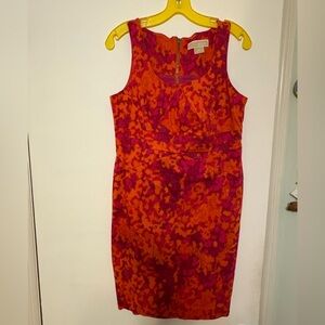 Michael Kors‎ Persimmon Red Orange Sleeveless Floral Sheath Dress Size 8 Petite